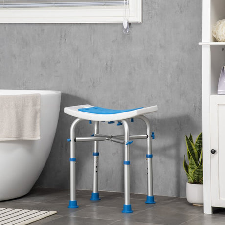 HOMCOM 44-51.5cm Aluminium Frame Shower/Bath Stool - Blue