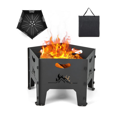 19 Inches Collapsible Portable Plug Fire Pit with Storage Bag