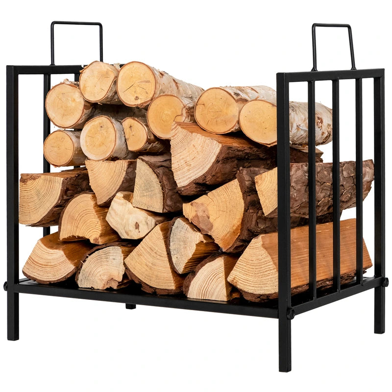 Firewood Log Rack with Convenient Handle for Fireplace, Stove, Fire Pit