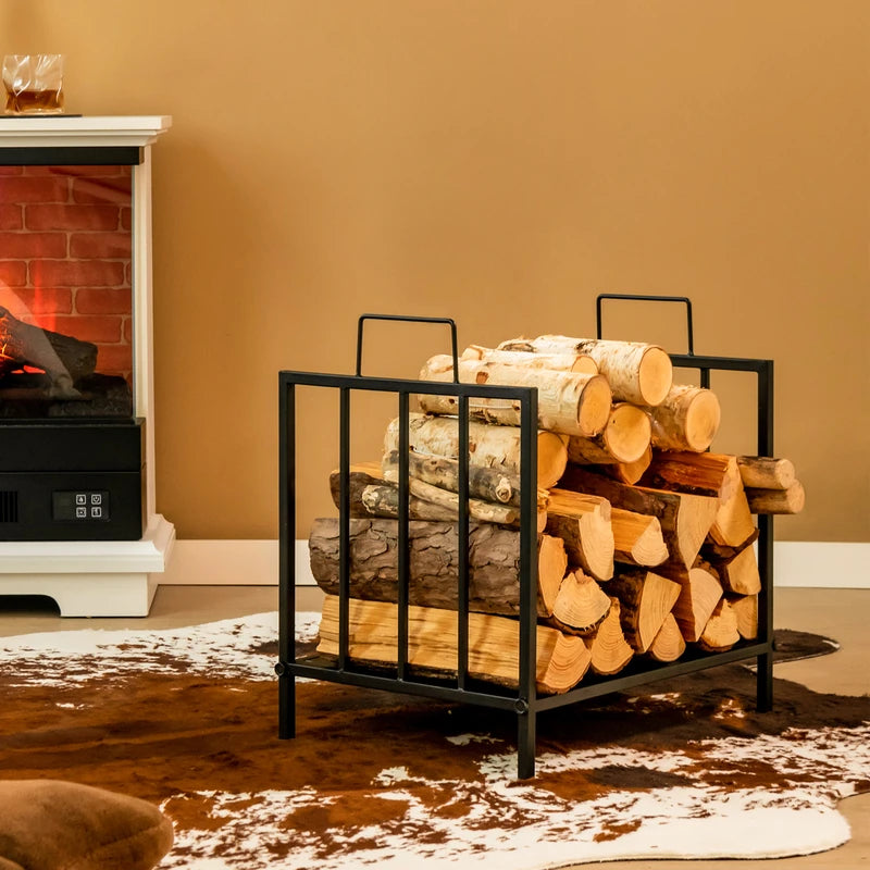 Firewood Log Rack with Convenient Handle for Fireplace, Stove, Fire Pit