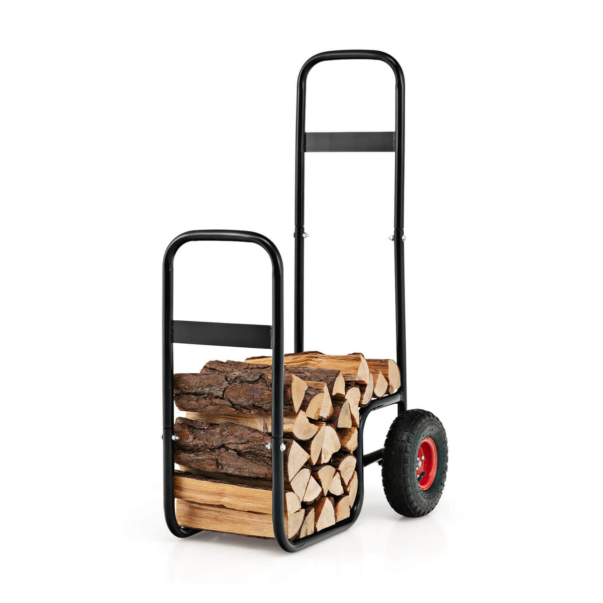 Firewood Log Cart Carrier with Wear-Resistant and Shockproof Rubber Wheels