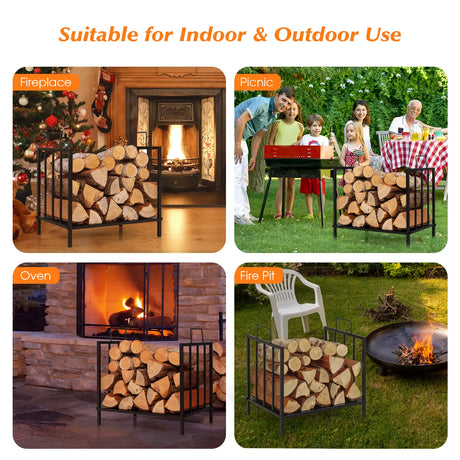 Firewood Log Rack with Convenient Handle for Fireplace, Stove, Fire Pit