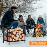 Firewood Log Rack with Convenient Handle for Fireplace, Stove, Fire Pit