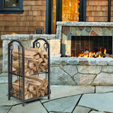 Fireplace Log Rack with 4 Tools Set Fireside Firewood Holder
