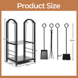 Fireplace Log Rack with 4 Tools Set Fireside Firewood Holder