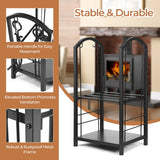 Fireplace Log Rack with 4 Tools Set Fireside Firewood Holder
