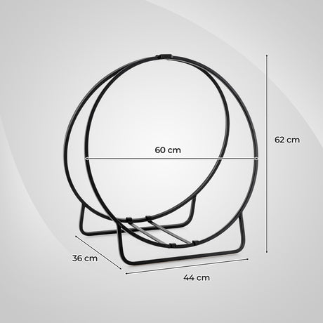 60 cm Tubular Metal Firewood Log Hoop with 230KG Capacity for Indoor and Outdoor-Black