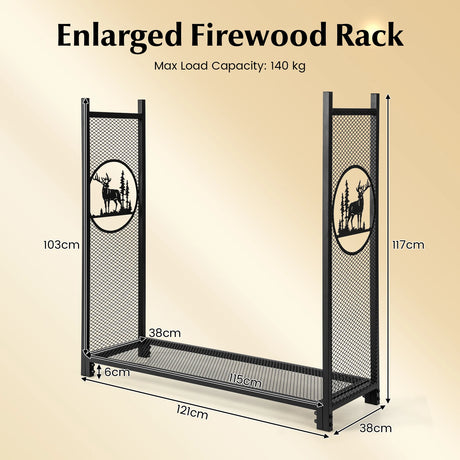 4 Feet Firewood Rack Stand with Mesh Sides