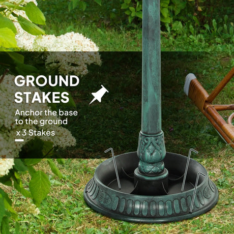 Outsunny 3-in-1 Garden Bird Bath, Freestanding Birdbath with Large Water Basin, Underneath Flower Planter, 50 x 113 cm, Green