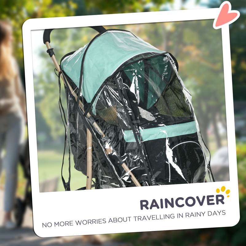 PawHut Pet Stroller for Small and Miniature Dogs, with Rain Cover - Green