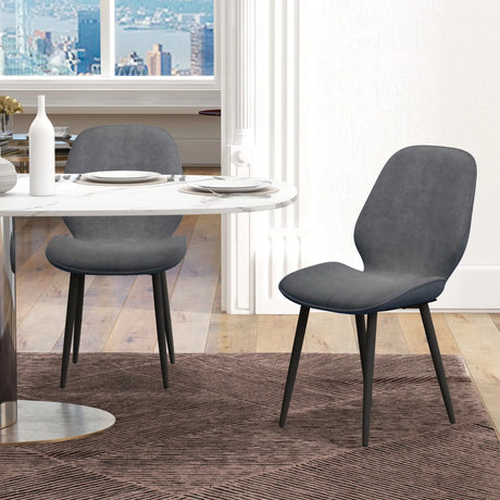 HOMCOM Velvet Dining Chairs, Set of 2 Dining Room Chairs with Metal Legs for Living Room, Dining Room, Grey