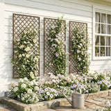 Outsunny Garden Trellis, Decorative Trellis Panels for Climbing Outdoor Plants, Natural Wood Finish