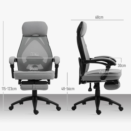 Vinsetto Office Chair with Footrest, High Back Swivel Desk Chair with Adjustable Height and Headrest for Home Office, Dark Grey