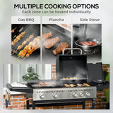 Outsunny 12kW Deluxe Duo Gas BBQ, with Grill, Plancha and Side Burner - Black