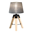 HOMCOM Wooden Tripod Table Lamp for Side, Desk or End Table with E27 Bulb Base（Grey Shade）