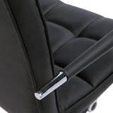 HOMCOM Home Office Chair and Computer Desk Set, Faux Leather Desk Chair with Swivel Wheels, Study Desk with Storage Shelf, Black