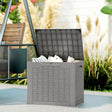 Outsunny 93L Plastic Garden Storage Box, Outdoor Storage Box with Handles, Waterproof Outdoor Storage Container, Khaki