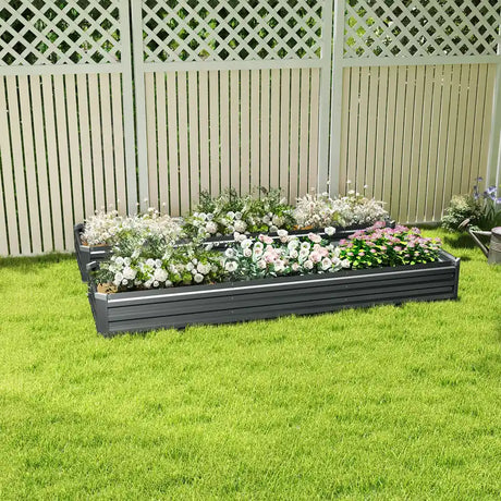 Outsunny 60 x 240cm Galvanised Steel Planter, with Open Bottom, Pack of 2