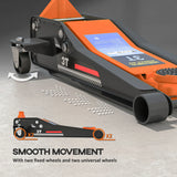 HOMCOM 3 Ton Hydraulic Low-Profile Floor Jack, with 7.5-50.5cm Lifting Range, Wheels, Orange