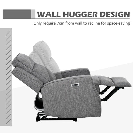 HOMCOM 150 Electric Reclining Chair, with USB port and Footrest - Charcoal Grey