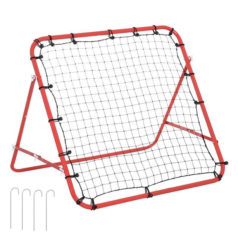 HOMCOM Rebounder Net, Practise Kickback Goal, for Teens, Adults Training - Red