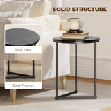 HOMCOM Set of Two Marble-Effect Nest of Tables - Black Marble Effect