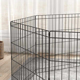 PawHut Dog Playpen, Puppy Pen, Eight-Panel Metal Fence, for Small Dogs, Indoors, Outdoors - Black