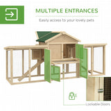 PawHut Large Chicken Coop, Wooden Garden Hen House, Poultry Coops Cages with Run, Nesting Box, Natural Wood Finish