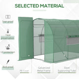 Outsunny Large Polytunnel Walk In Greenhouse, Plant Gardening Tunnel Green House with Metal Hinged Door, Galvanised Steel Frame & Mesh Windows, Green (3 x 2 m)
