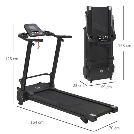 HOMCOM 2.5HP 14Km/h Manual Incline Electric Running Machine Motorized Treadmill Folding, MP3 & USB Player, 12 Preset Programs, 5 Speed Shortcut, w/ WIDE RUNNING BELT, LCD Display, Drink Holders