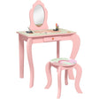 ZONEKIZ Kids Dressing Table with Mirror, Stool, Drawer, Cute Animal Design - Pink