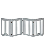 PawHut Freestanding Pet Gate 4 Panel Folding Wooden Dog Barrier w/ Support Feet