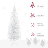 HOMCOM 5ft Unlit Artificial Christmas Tree, Pencil Slim Xmas Tree with Solid Stand and Realistic Branches, White