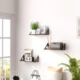 HOMCOM Set of 3 Wall Shelves, 43cm Vintage Wall Mounted Floating Shelves for Living Room, Entryway, Bedroom, Rustic Brown