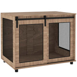 PawHut Dog Crate Furniture with Sliding Door for Large Dogs, 98 x 60 x 78cm, Walnut Brown