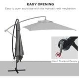 Outsunny 3(m) Cantilever Overhanging Parasol, with Cross Base - Grey