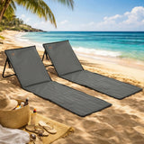Outsunny Set of 2 Foldable Garden Beach Chair Mat, Outdoor Sun Lounger Seats with Adjustable Back, Magazine Pocket, Carry Bag