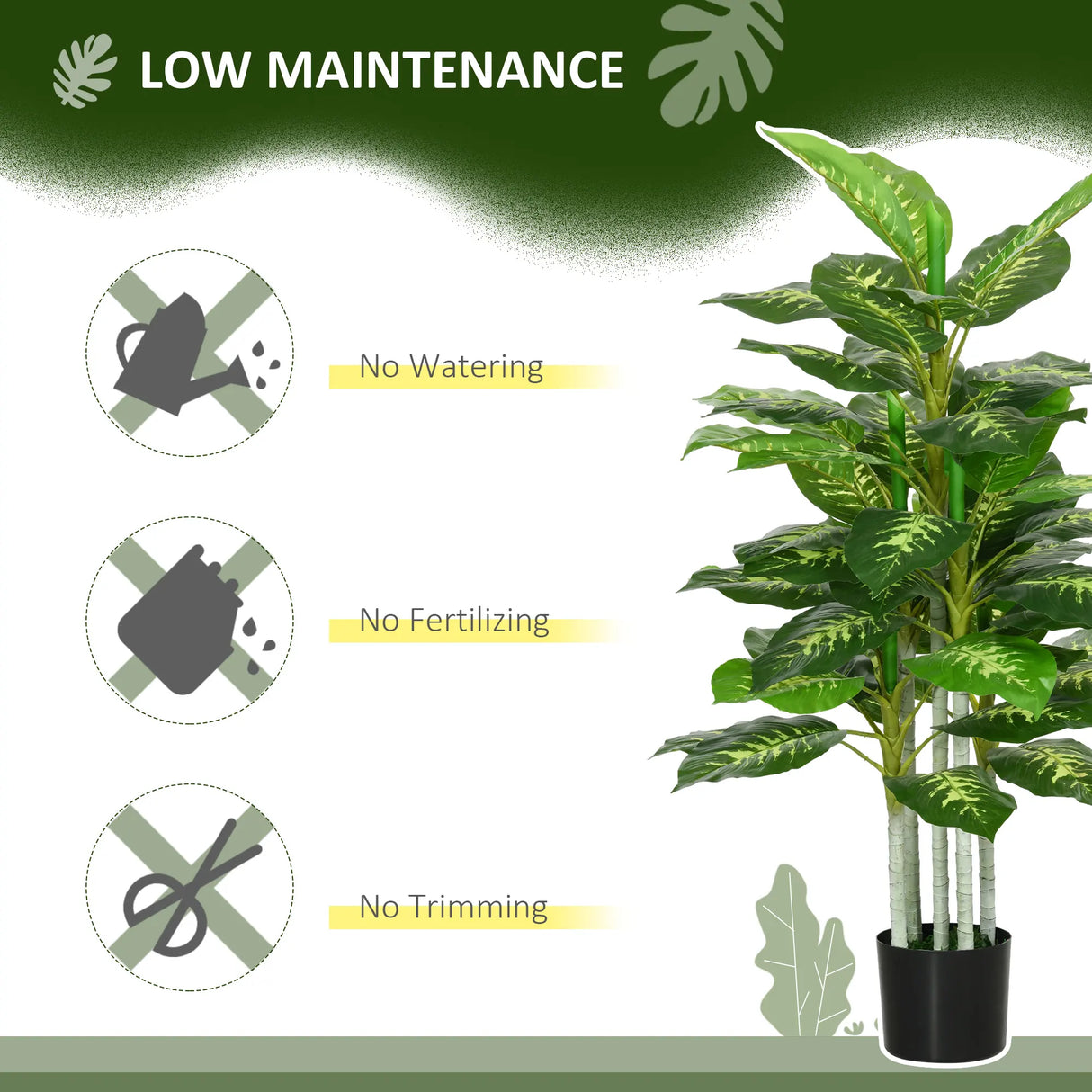 HOMCOM Artificial Evergreen Tree Fake Decorative Plant in Nursery Pot for Indoor Decor, 120cm