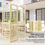 Outsunny 3-Panel Garden Privacy Screen, Freestanding Foldable Wooden Outdoor Divider/Trellis, Decorative Privacy Screen for Garden Patio, 120 x 170 cm, Natural Wood Finish
