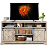 59 Inch Sliding Barn Door TV Stand with Adjustable Shelves for TVs up to 65 Inch-Light Brown