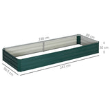 Outsunny Metal Raised Garden Bed Planter Box Outdoor Planters for Growing Flowers, Herbs, Green, 241x90.5x30cm