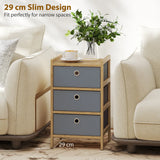HOMCOM Chest of Drawers, 3 Fabric Drawers Narrow Dresser with Bamboo Frame, Light Grey