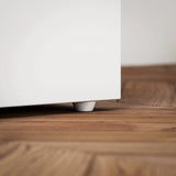 HOMCOM Computer Desk, Writing Table, PC Workstation with 3 Storage Shelves and Drawers, Silver Handle, for Home Office, Natural Wood Finish and White