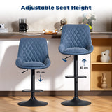 HOMCOM Set of Two Faux Leather Retro Bar Stools - Dark Blue