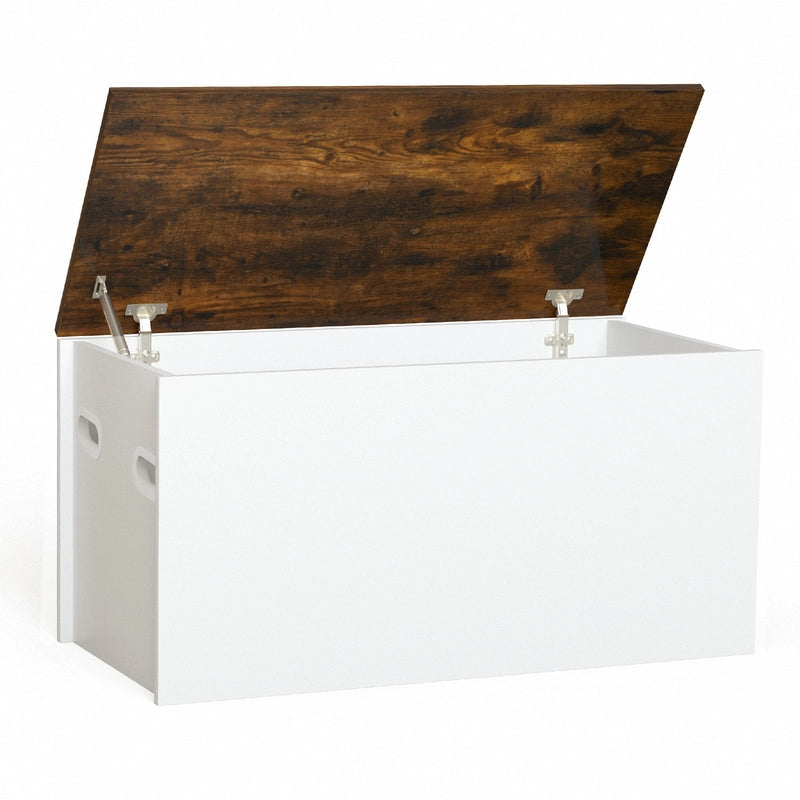 Chest bench with storage space Bench with lid &amp; anti-pinch protection 90 x 45 x 45.5 cm