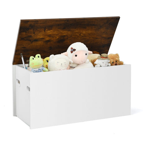 Chest bench with storage space Bench with lid &amp; anti-pinch protection 90 x 45 x 45.5 cm