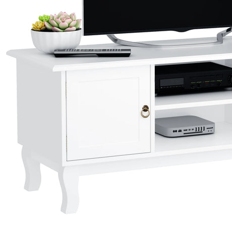 HOMCOM TV Unit up to 55", 2 Doors TV Cabinet with Open Storage Shelves and Cable Management for Living Room, Bedroom, Entertainment Room, 120L x 45W x 50.5H, White