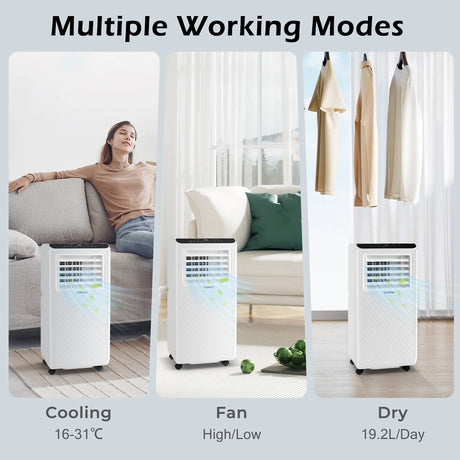4 in 1 Floor AC Unit with Fan and Dehumidifier-White