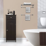 Wooden Storage Free-Standing Floor Cabinet with Drawer and Shelf-Brown