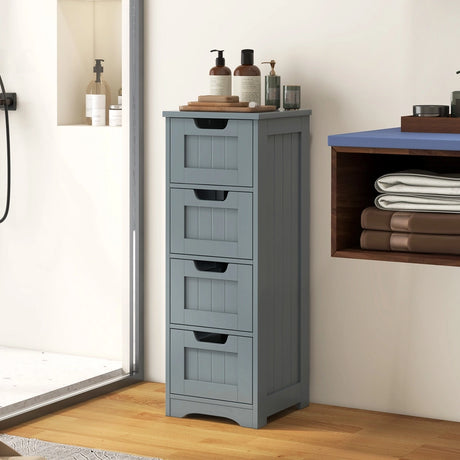 Floor Storage Cabinet Freestanding Bathroom Cabinet with 4 Drawers-Grey